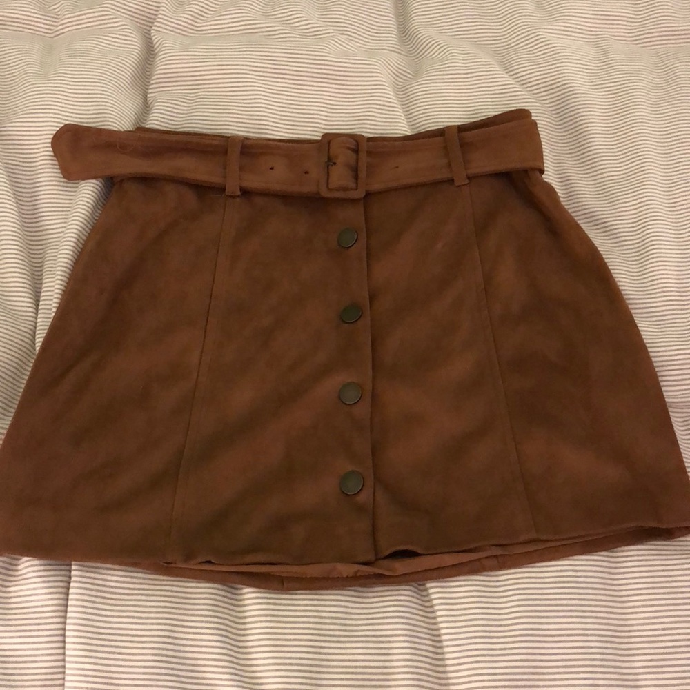Suede button-up skirt